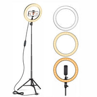 26cm Ring Light Kit with 7ft Aluminum Tripod, Mobile Phone Holder – 3 Color LED Lighting for Video & Photography