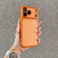 Luxury Frosted Translucent Case for iPhone 17 Series – Cosmic Orange Matte PC Back Cover with Metallic Accents, Anti-Fingerprint & Shockproof Slim Fit Protective Shell