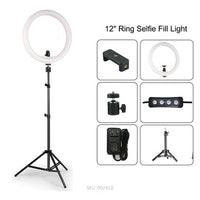 26cm Ring Light Kit with 7ft Aluminum Tripod, Mobile Phone Holder – 3 Color LED Lighting for Video & Photography