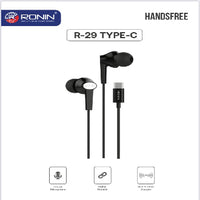 Ronin R-29 Type-C Wired Handsfree Earphones – Crystal Clear Sound with Inline Microphone
