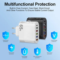 3.1A 5-Port USB Wall Charger with PD & QC 3.0 Fast Charging Adapter for Xiaomi, iPhone 13 & Samsung Smartphones