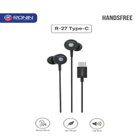 Ronin R-27 Type-C Wired Handsfree Earphones – Crystal Clear Sound with Inline Microphone