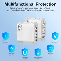 3.1A 5-Port USB Wall Charger with PD & QC 3.0 Fast Charging Adapter for Xiaomi, iPhone 13 & Samsung Smartphones