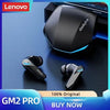 Original Lenovo Thinkplus GM2 Pro Bluetooth 5.3 Gaming Earbuds - Low Latency Wireless Headphones with Dual Mode, Active Noise Reduction & HD Mic - IPX5 Waterproof Gamer Earphones