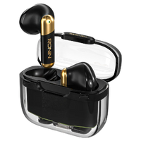 Ronin R-7070 Snap Wireless Earbuds | Transparent Design, Bluetooth 5.3, Touch Control & Reel Scrolling Feature