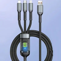 3-in-1 100W Fast Charging Cable – Multi Charger Type-C, USB & Micro Cable for iPhone, Samsung, Huawei, Xiaomi, Oppo & Vivo