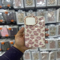 Luxury Gradient Cheetah Iridescent Phone Case – Gold & Pink Love Design, Shockproof Back Cover (All iPhone Models)