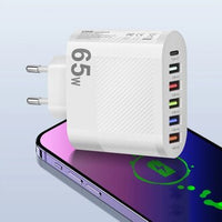 3.1A 5-Port USB Wall Charger with PD & QC 3.0 Fast Charging Adapter for Xiaomi, iPhone 13 & Samsung Smartphones