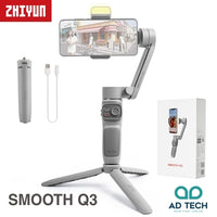Zhiyun Smooth‑Q3 3‑Axis Smartphone Gimbal Stabilizer with Built‑In LED Light for Mobile Video & Vlogging