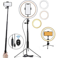 26cm Ring Light Kit with 7ft Aluminum Tripod, Mobile Phone Holder – 3 Color LED Lighting for Video & Photography
