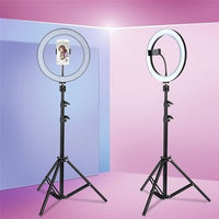 26cm Ring Light Kit with 7ft Aluminum Tripod, Mobile Phone Holder – 3 Color LED Lighting for Video & Photography