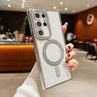 Diamond MagSafe Glamour Case – Luxury Crystal Back Cover with Magnetic Wireless Charging Support (Samsung All Models)