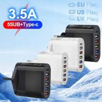 3.1A 5-Port USB Wall Charger with PD & QC 3.0 Fast Charging Adapter for Xiaomi, iPhone 13 & Samsung Smartphones