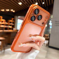 Luxury Frosted Translucent Case for iPhone 17 Series – Cosmic Orange Matte PC Back Cover with Metallic Accents, Anti-Fingerprint & Shockproof Slim Fit Protective Shell