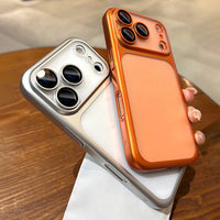 Luxury Frosted Translucent Case for iPhone 17 Series – Cosmic Orange Matte PC Back Cover with Metallic Accents, Anti-Fingerprint & Shockproof Slim Fit Protective Shell