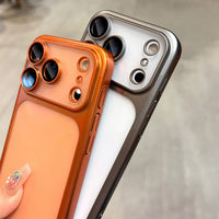 Luxury Frosted Translucent Case for iPhone 17 Series – Cosmic Orange Matte PC Back Cover with Metallic Accents, Anti-Fingerprint & Shockproof Slim Fit Protective Shell